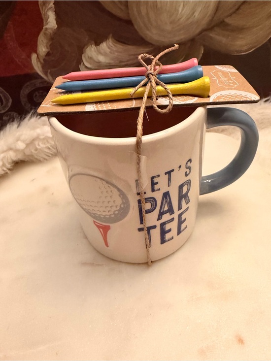 Mud Pie Other - ✨Reserved✨ Mud Pie “Let’s Par-Tee” Golf Mug with Colorful Golf Tees